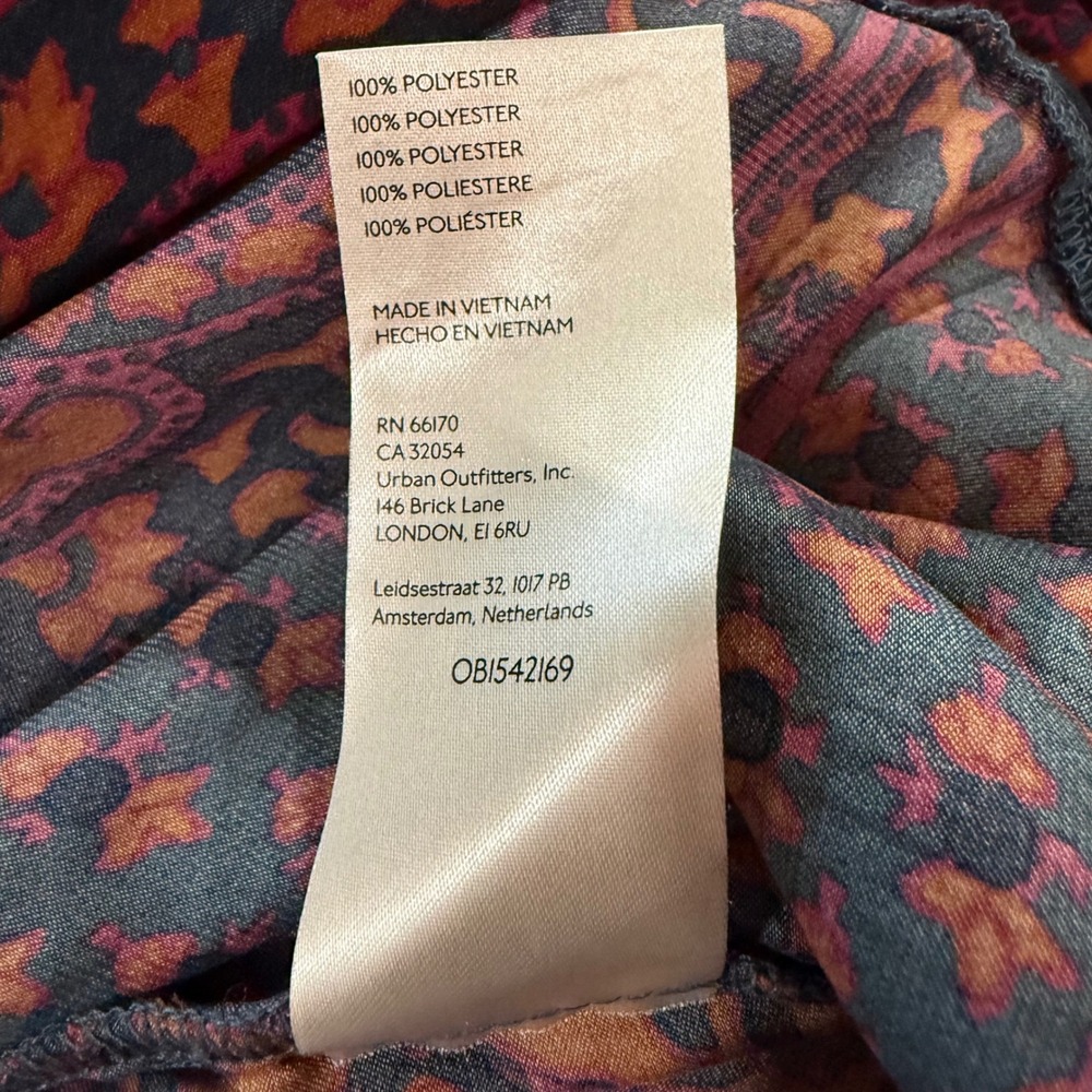 Free People Mini Dress Womens Large Teal Orange Excellent Boho Medallion Print - Picture 9 of 9